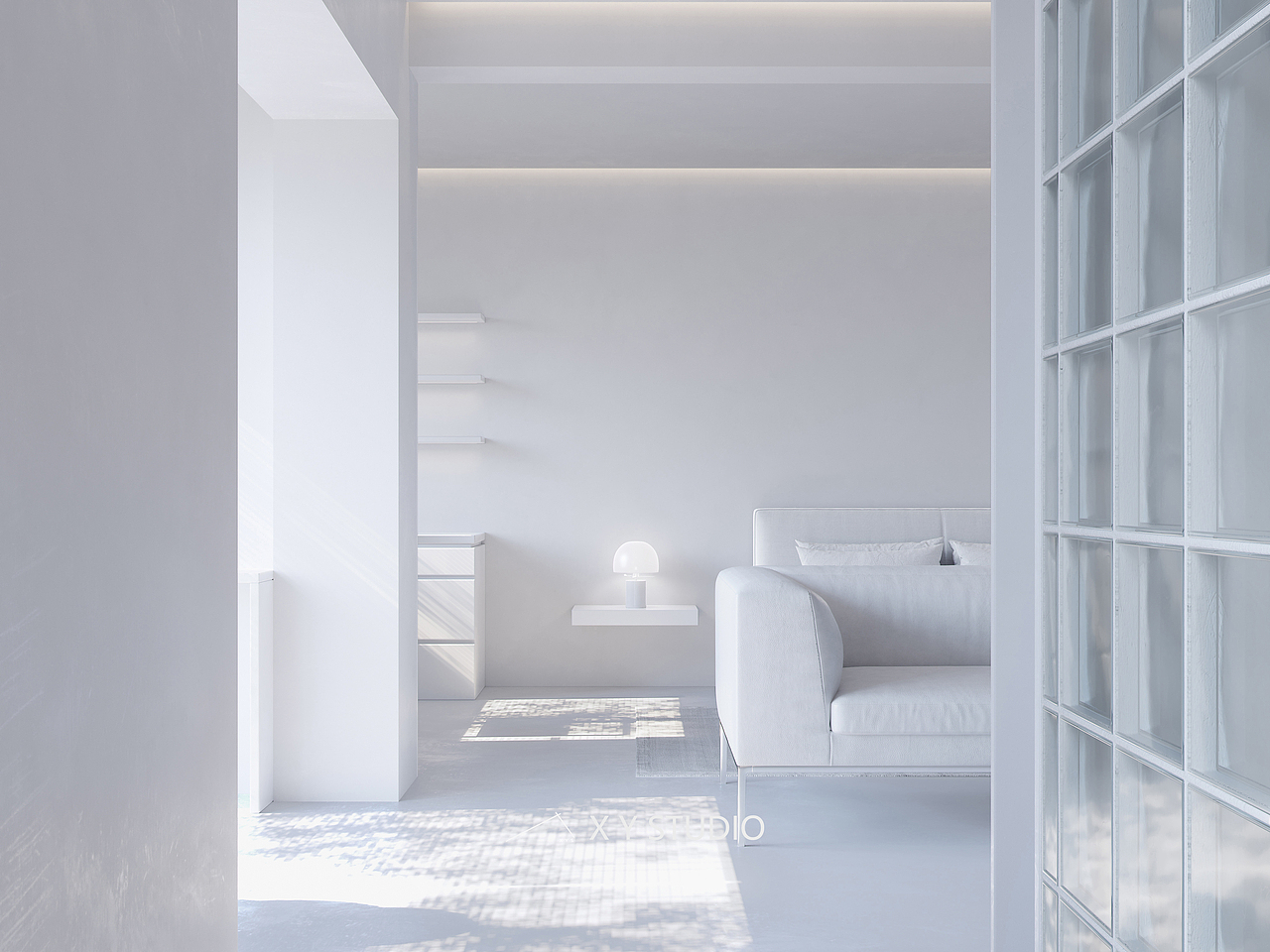 纯白空间--cr渲染·客厅