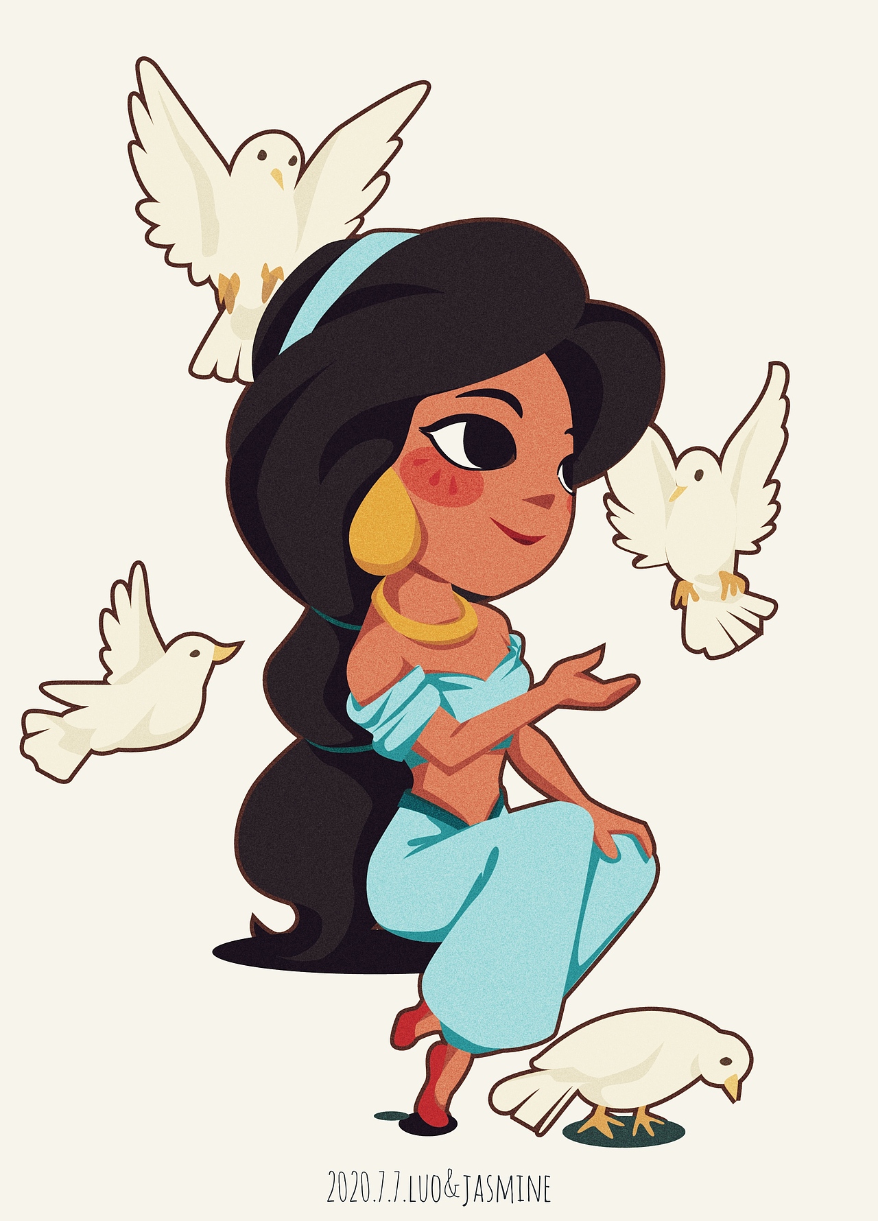 迪斯尼公主系列q版矢量插画