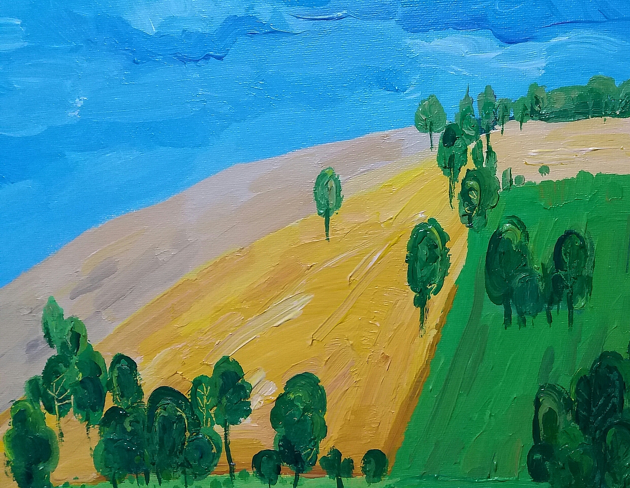 熊孩子回老家,我才有短暂的空闲和场地画点手绘。