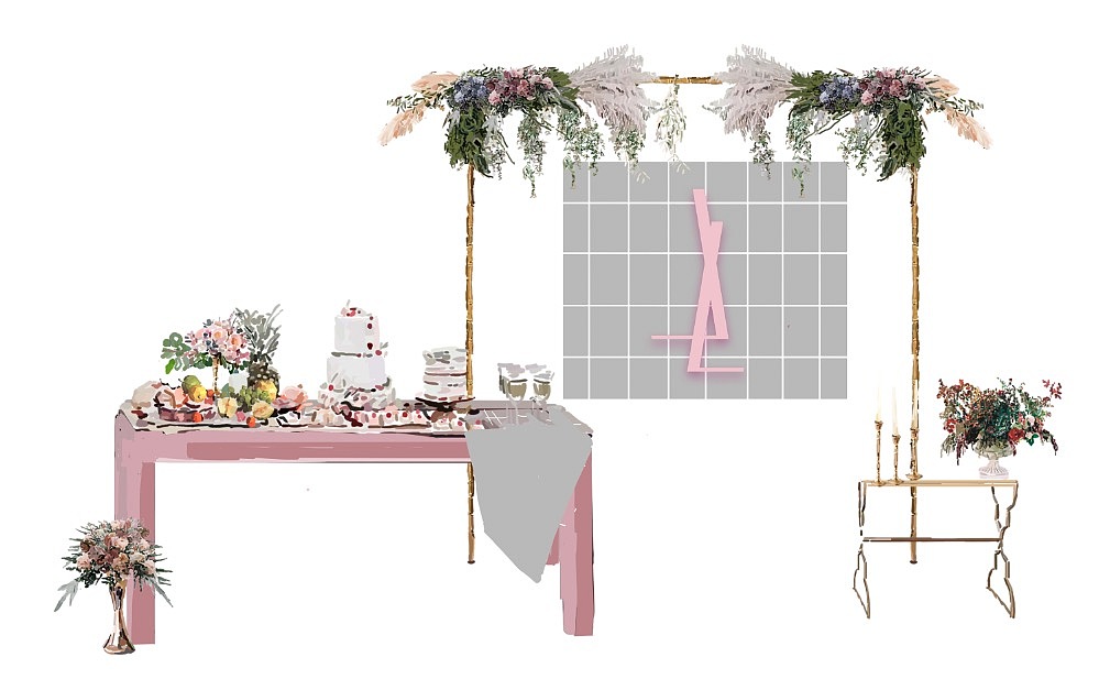 婚礼手绘／婚礼效果图／宴会设计作品11（图ZMTM0NjU4NjQ4） - 舞台美术 - 站酷设计师hello洋仔原创素材 - 站酷ZCOOL