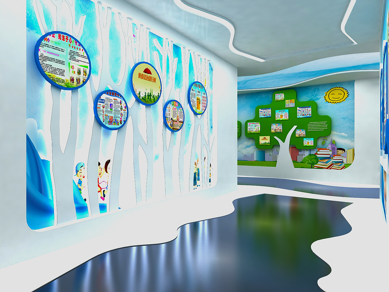 法治青少年文化展厅设计3D效果图（图ZMjE3OTQ1NTUy） - 场景 - 站酷设计师3D设计师NG男原创素材 - 站酷ZCOOL