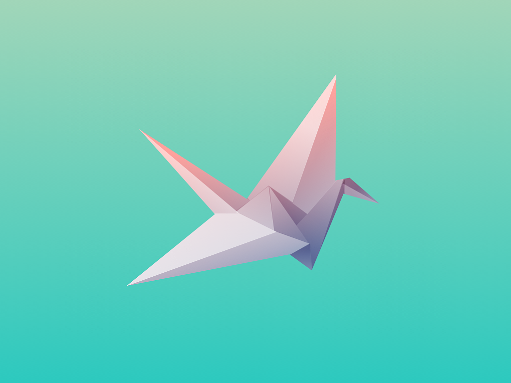 扁平图标-千纸鹤paper crane