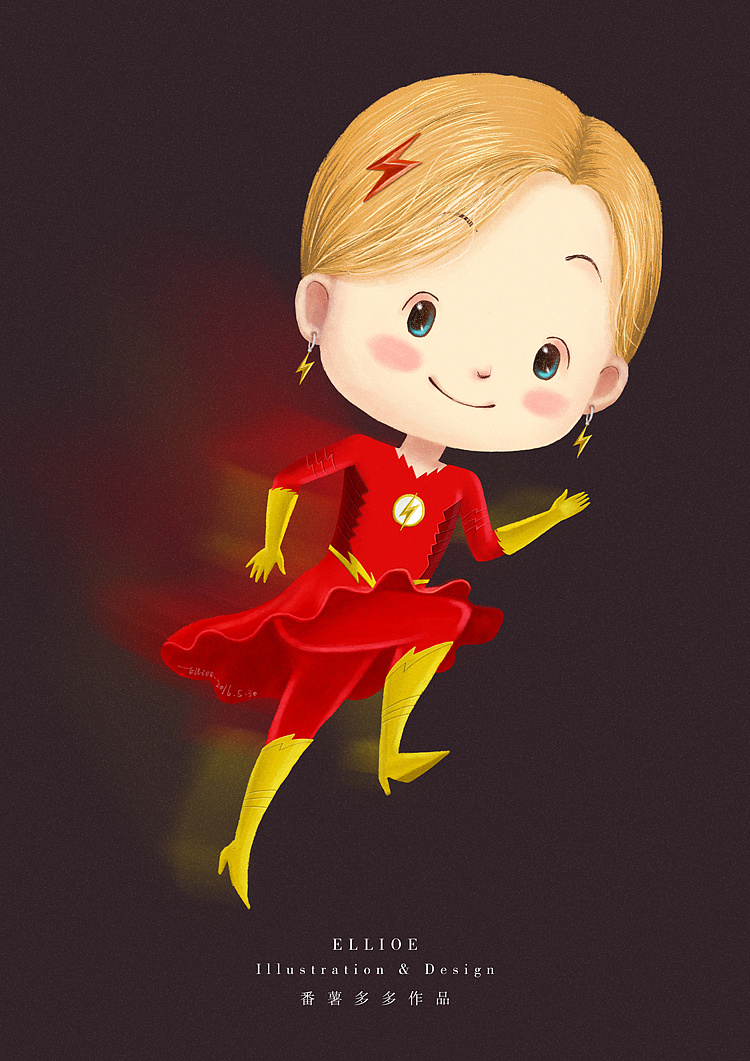 super girl 超能女孩 系列插画——闪电女