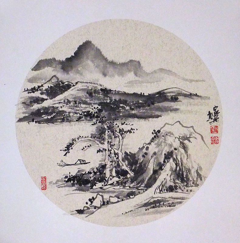 镜片山水李家兴国画作品欣赏