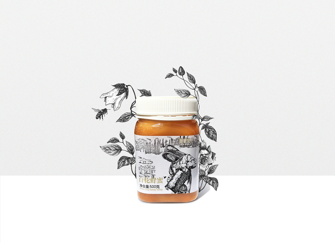「雪岭蜜谷」百花蜂蜜-插画设计 - 原创作品 - 站酷(zcool)