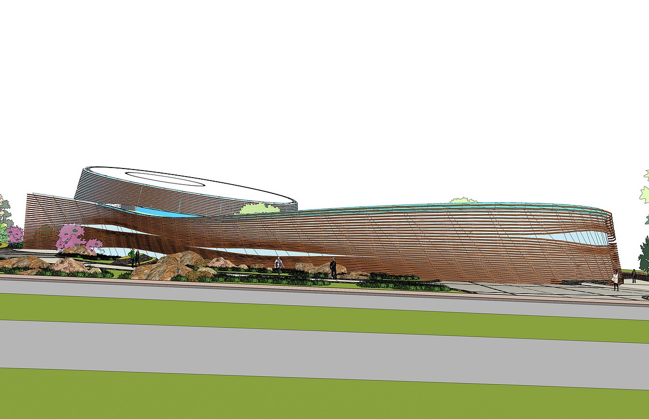 文化馆建筑设计su模型下载