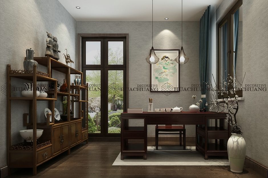 济南别墅装修设计|银丰·玫瑰园280平别墅新中式效果图