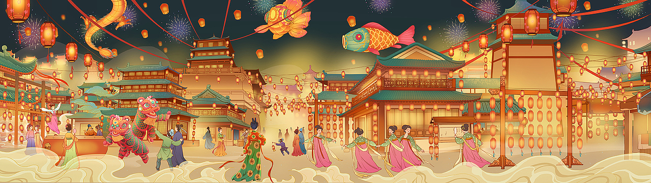 唐宫夜宴与交通银行联名国风动画（图ZMjkzMTA2OTg4） - 商业插画 - 站酷设计师阴阳镜原创素材 - 站酷ZCOOL