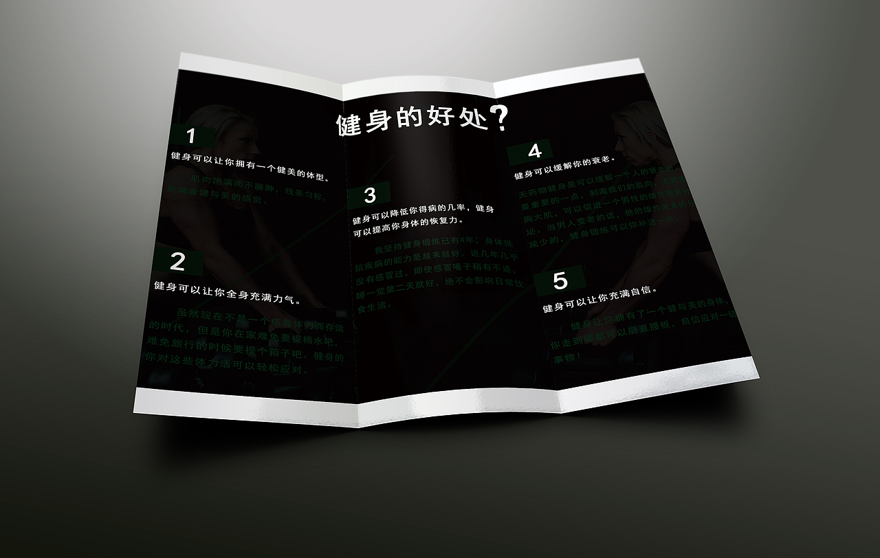 健身三折页/健身宣传页/荷包折/426*291mm