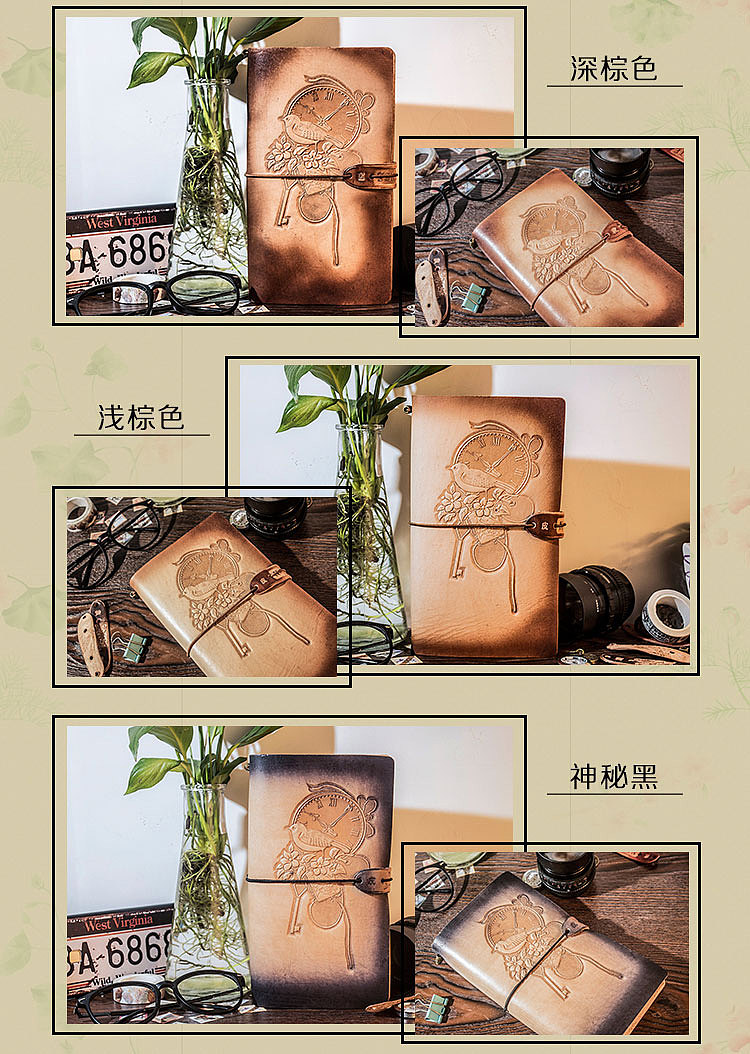 纯手工皮雕钟鸟图真皮旅行记事本牛皮tn手账本（图ZODAzMjkxODg=） - 工艺品设计 - 站酷设计师群星本册原创素材 - 站酷ZCOOL