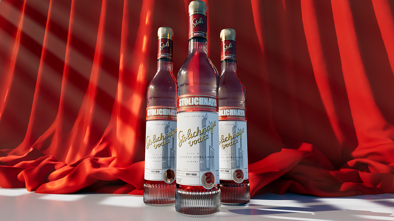 苏联红伏特加stalichnayavodka包装效果图表现