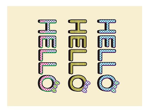 普普风文字 HELLO 立体文字
