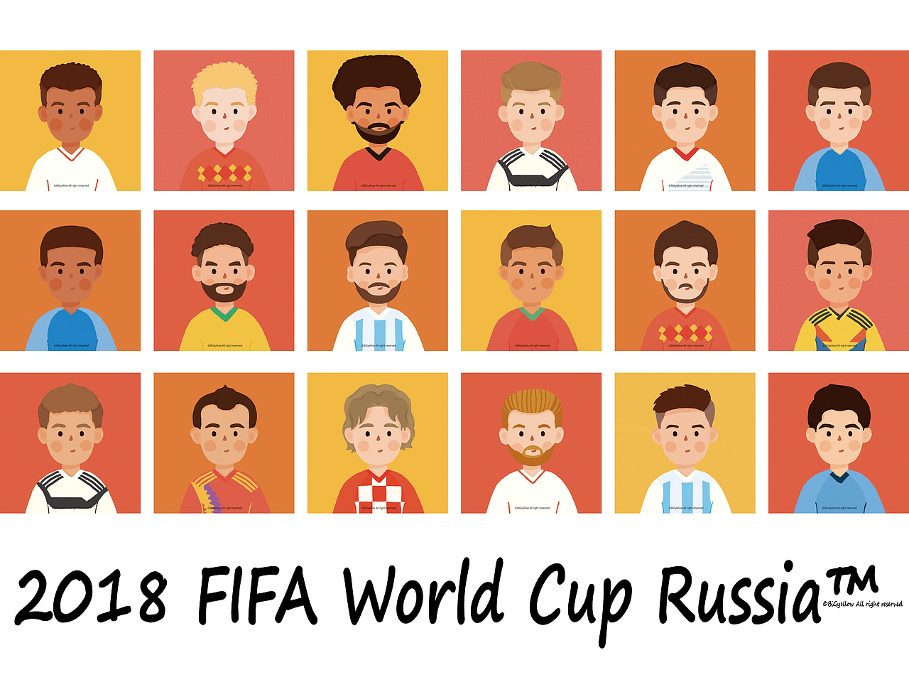 2018 World Cup（图ZMTE4NTQ3MTU2） - 商业插画 - 站酷设计师BiGyellow啦原创素材 - 站酷ZCOOL