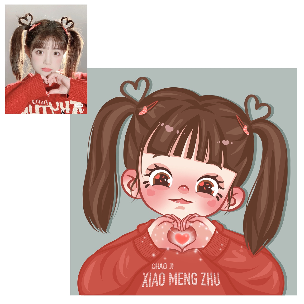 比心小姐姐头像|插画|儿童插画|超级小蒙猪 - 原创作品 - 站酷 (zcool