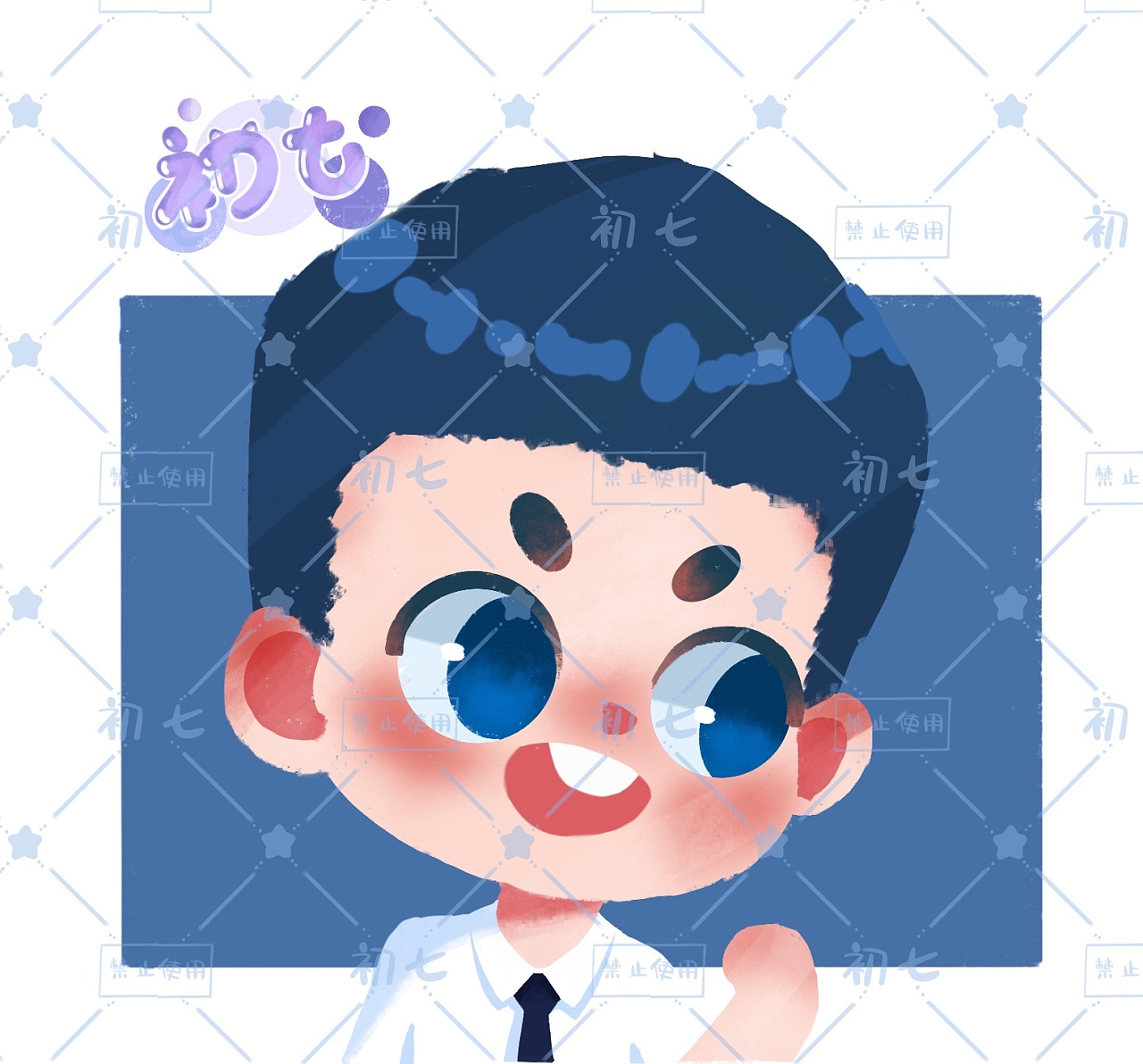 求约稿q版头像(半身)4077|插画|创作习作|是一只初七 - 原创作品