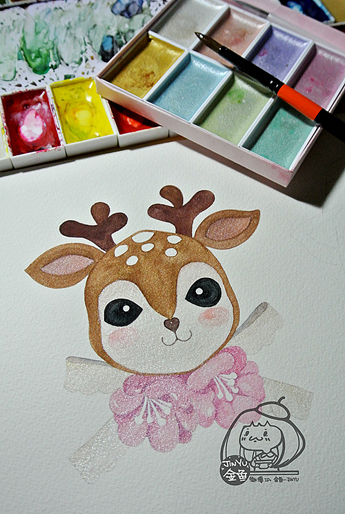 这款小鹿我做成了抱枕 呵呵