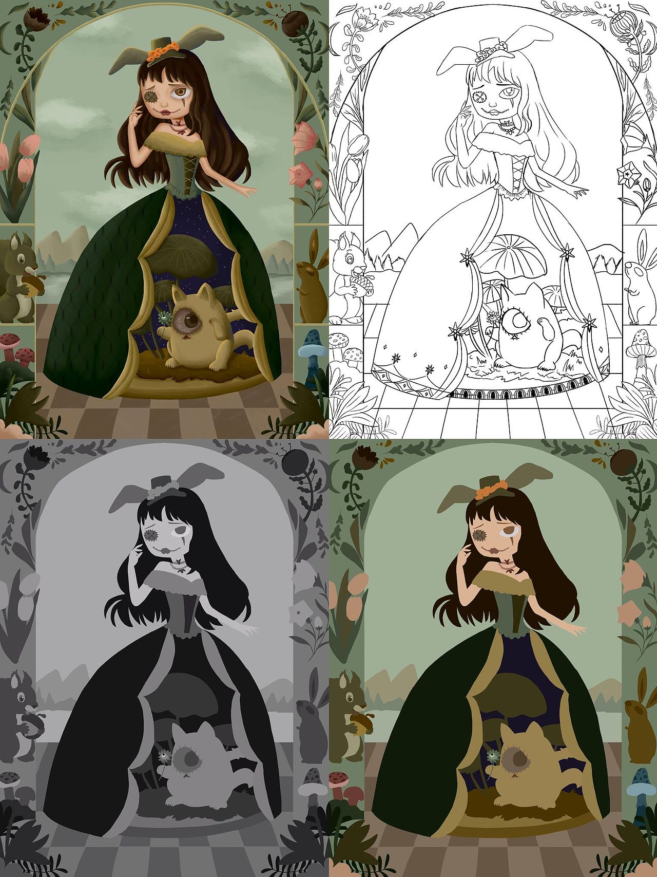 复古怪诞油画风插画