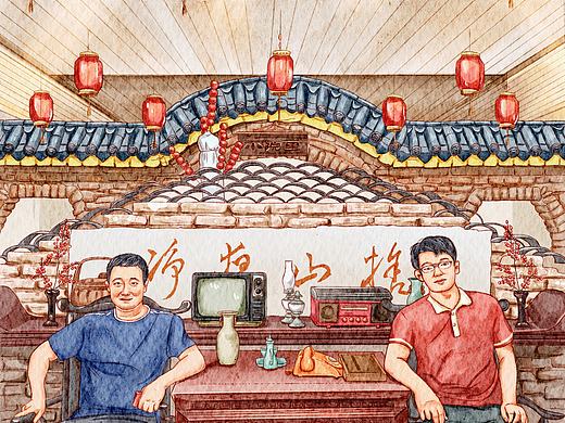 近期手绘人物美食场景水彩插画