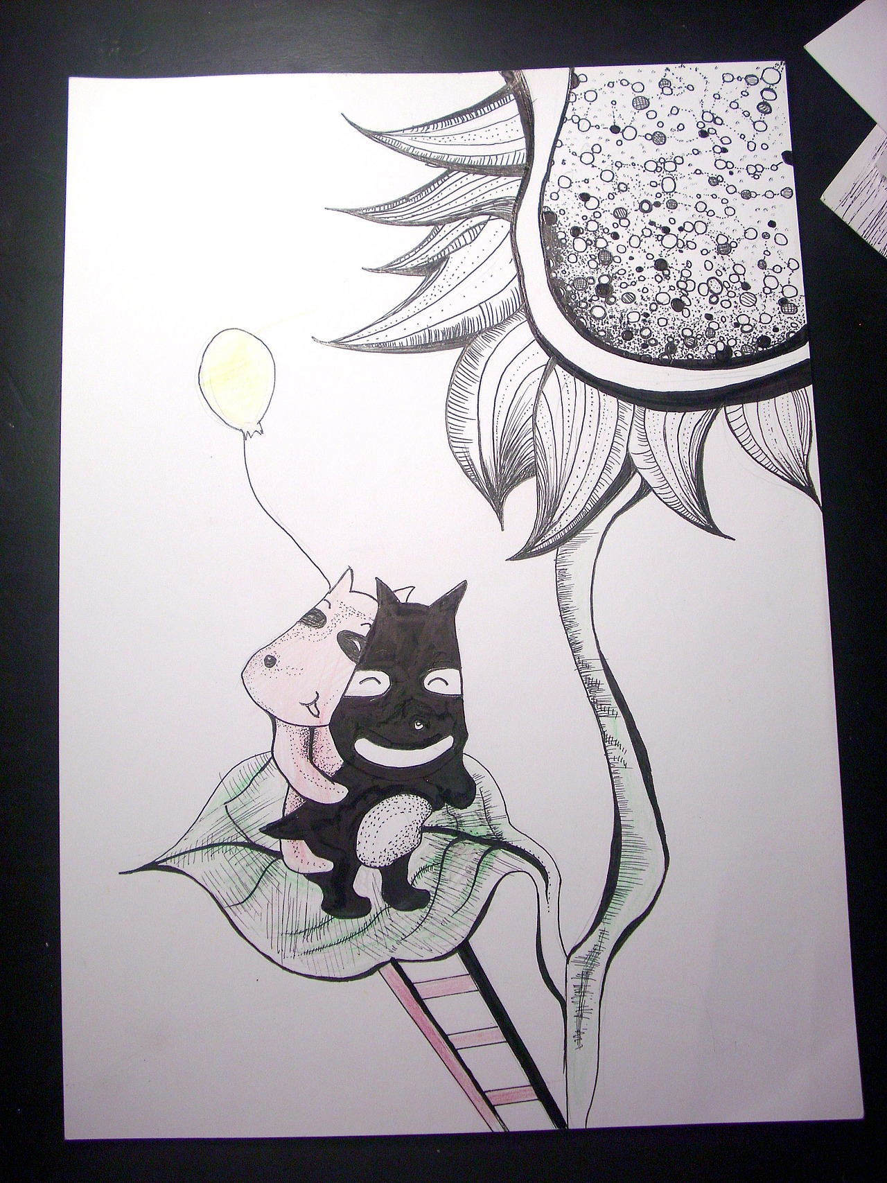 黑白手绘抽象画