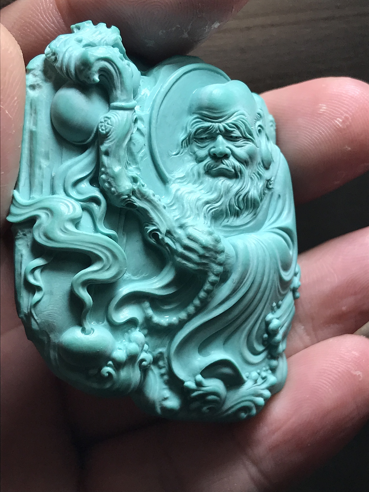 绿松石-《达摩渡江》|手工艺|工艺品设计|禅艺_原创作品-站酷zcool