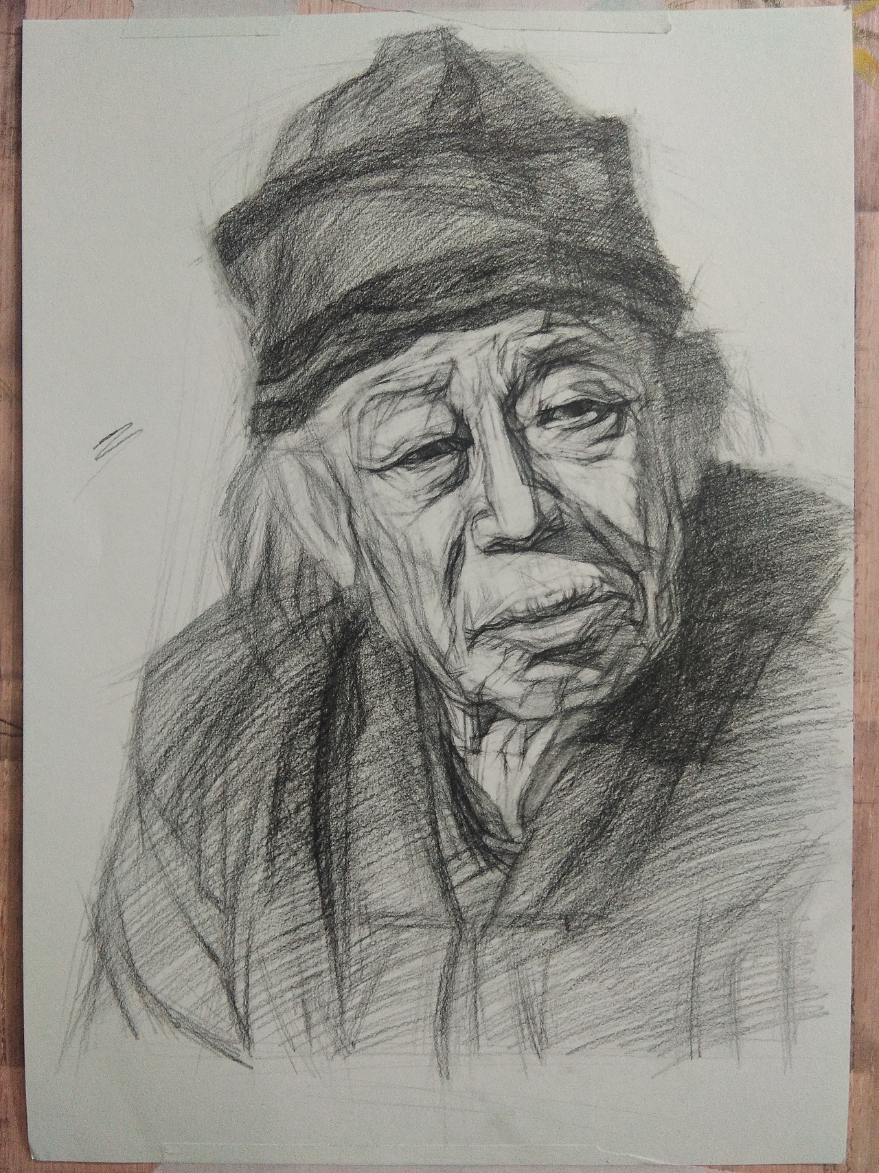 素描老人像探索国画人物表现
