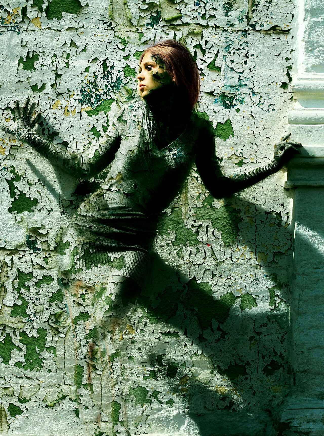 同质异构女孩与墙壁合成