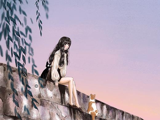 森系少女《与猫》
