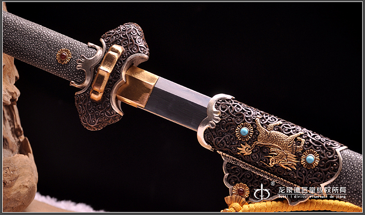 龙泉刀剑-镂空麒麟唐刀|德匠自炼钢(DJ-3331)