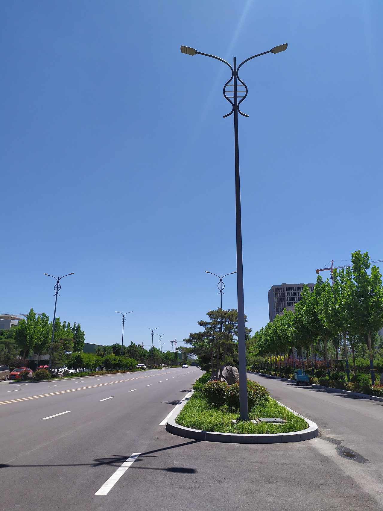 简单大气双臂路灯-市政道路特色双臂路灯-世博光电