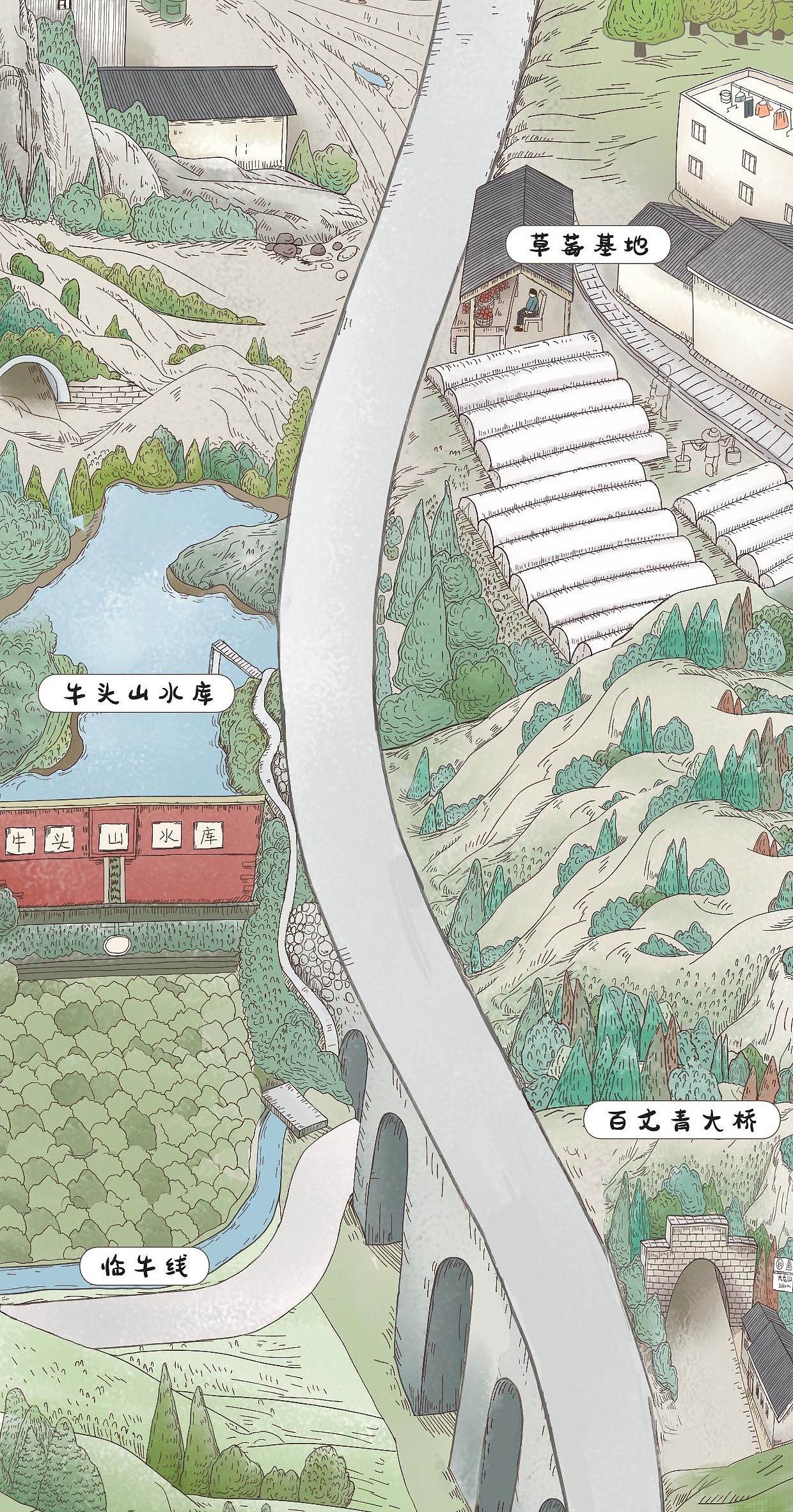 手绘长途 四好农村路（图ZMjc2MjI1OTI0） - 商业插画 - 站酷设计师小鸽dream原创素材 - 站酷ZCOOL