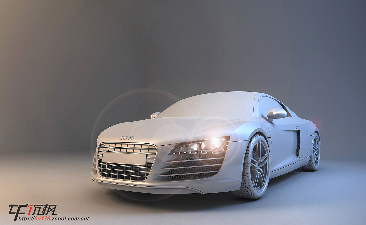 奥迪 赛车 素模渲染 3ds max 效果图