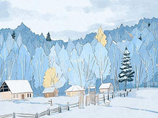 想去的地方先畫下來—冬天禾木（個人主頁-ZNTgyNzc0MTI=） - 創(chuàng)作習作 - 站酷設(shè)計師豆芽愛大風原創(chuàng)素材 - 站酷ZCOOL