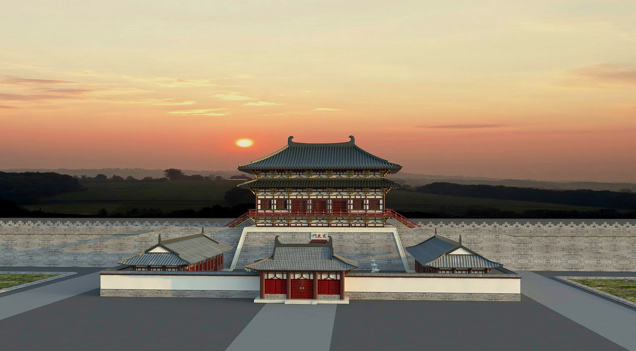 隋唐洛阳城玄武门三维建模(cinema 4d vray)
