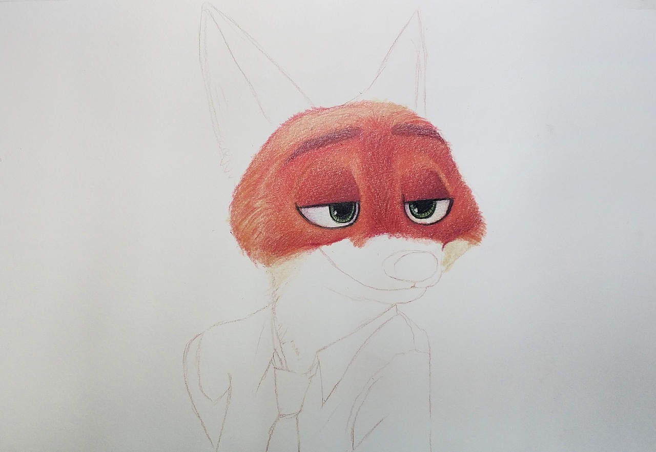 彩铅手绘疯狂动物城尼克|纯艺术|绘画|w王振_原创作品-站酷zcool