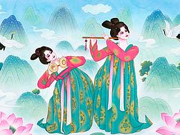 唐宫夜宴插画