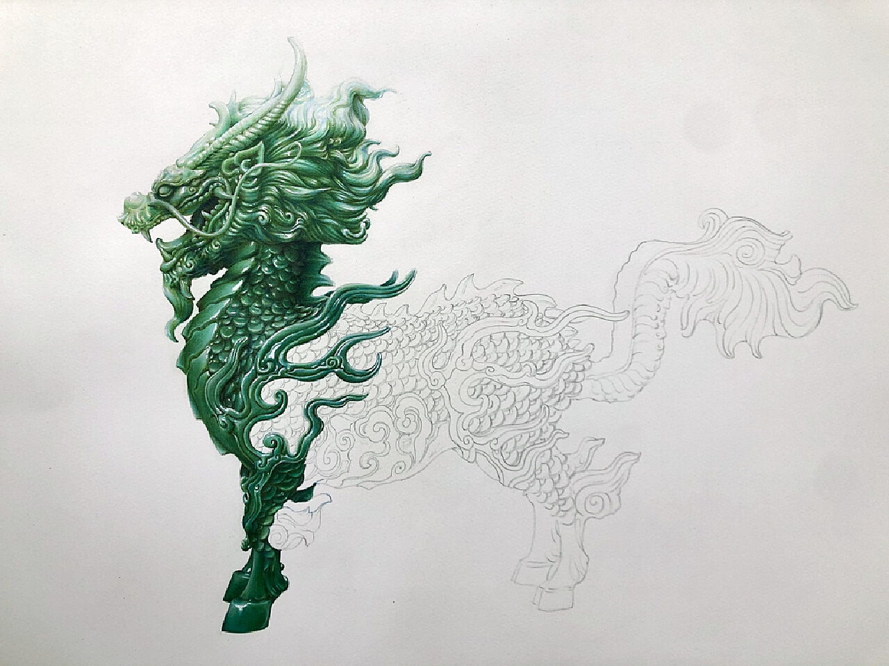 麒麟图|麒麟手稿|麒麟设计稿|麒麟——由龙作品_上海由龍工作室-站酷ZCOOL