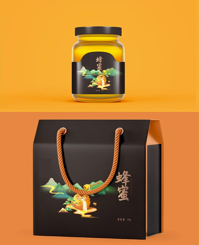 手绘蜂蜜礼盒包装