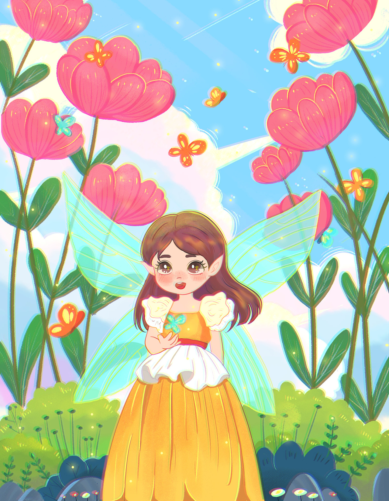花丛中精灵|插画|儿童插画|黎璃哒 - 原创作品 - 站酷 (zcool)