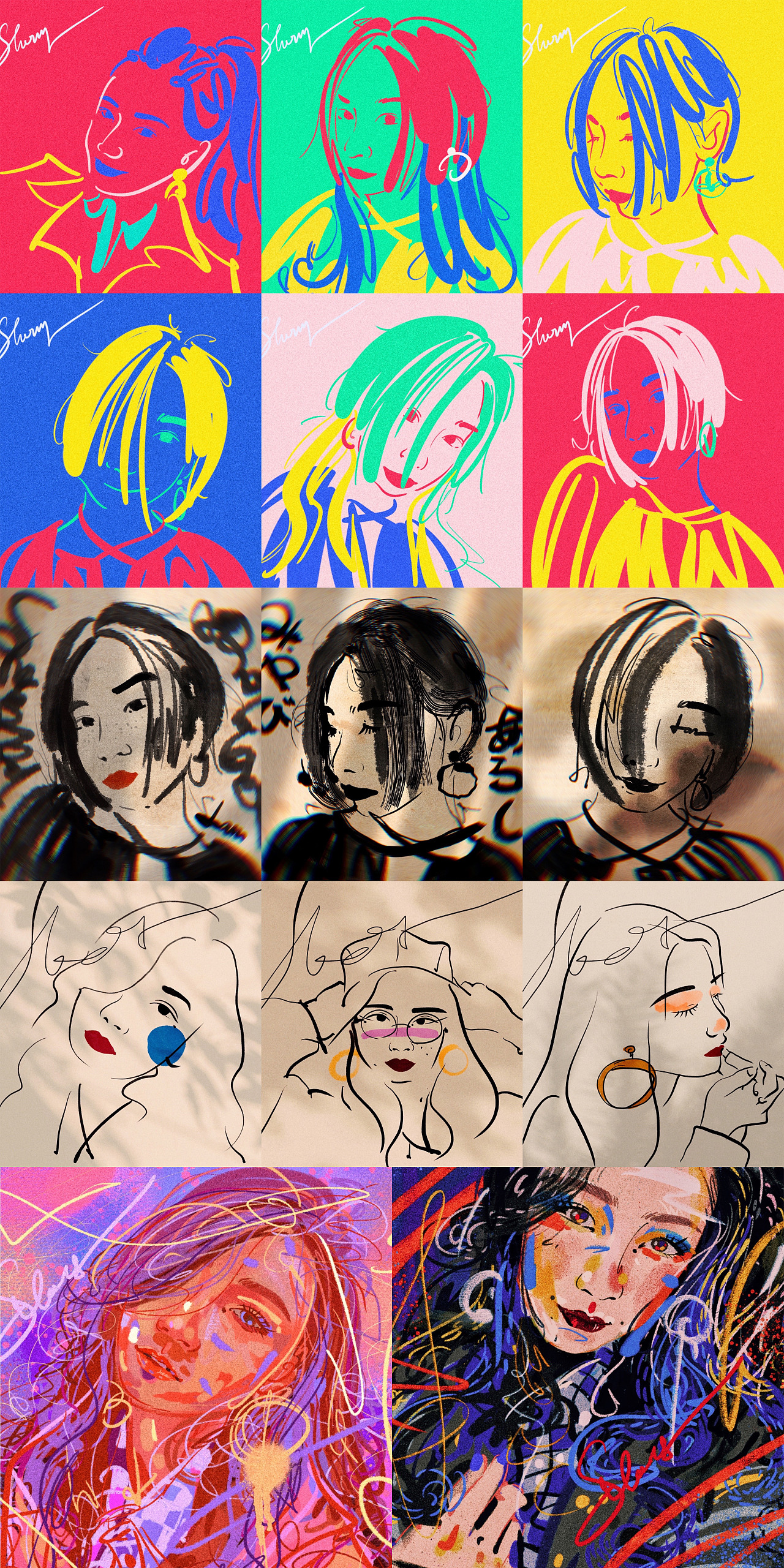 人像插画合辑（图ZMjYxMzg0NTA4） - 艺术插画 - 站酷设计师岚雪梨原创素材 - 站酷ZCOOL