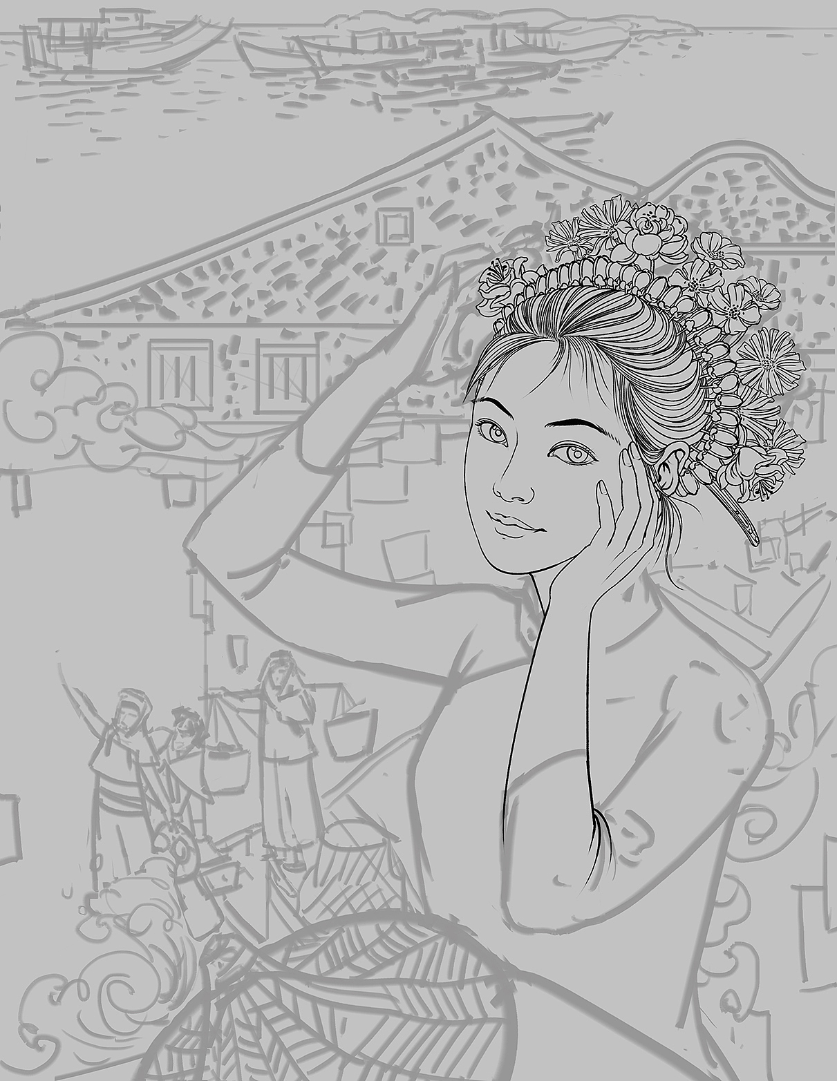 《蟳蜅姑娘》（图ZMzM0MzA2NzA0） - 商业插画 - 站酷设计师叶智成原创素材 - 站酷ZCOOL