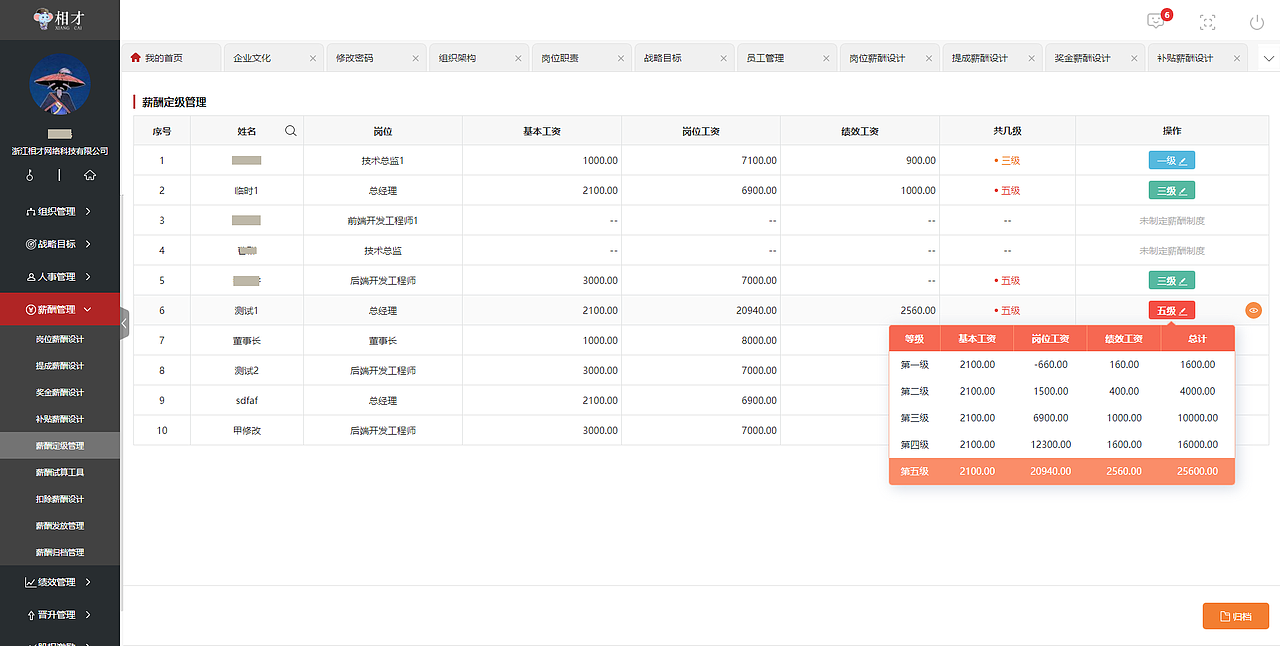 大型人事管理系统金融级别项目
