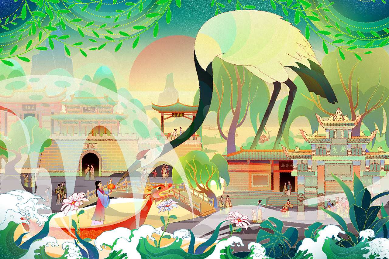 昭化古城文创插画