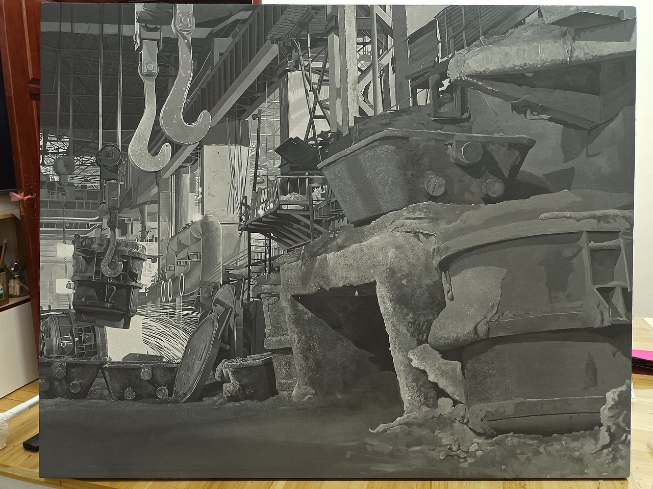 油画《钢铁铸就》尺寸：80厘米×100厘米（图ZMzI1NzYxMzYw） - 绘画 - 站酷设计师画犟原创素材 - 站酷ZCOOL