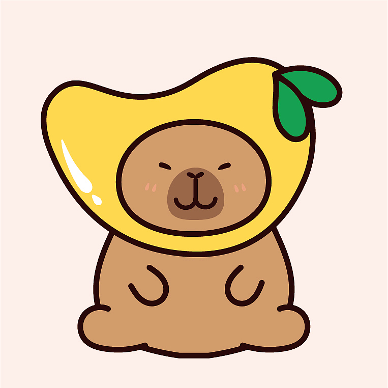 卡皮巴拉水豚萌萌IP卡通形象插画表情包设计水果系列