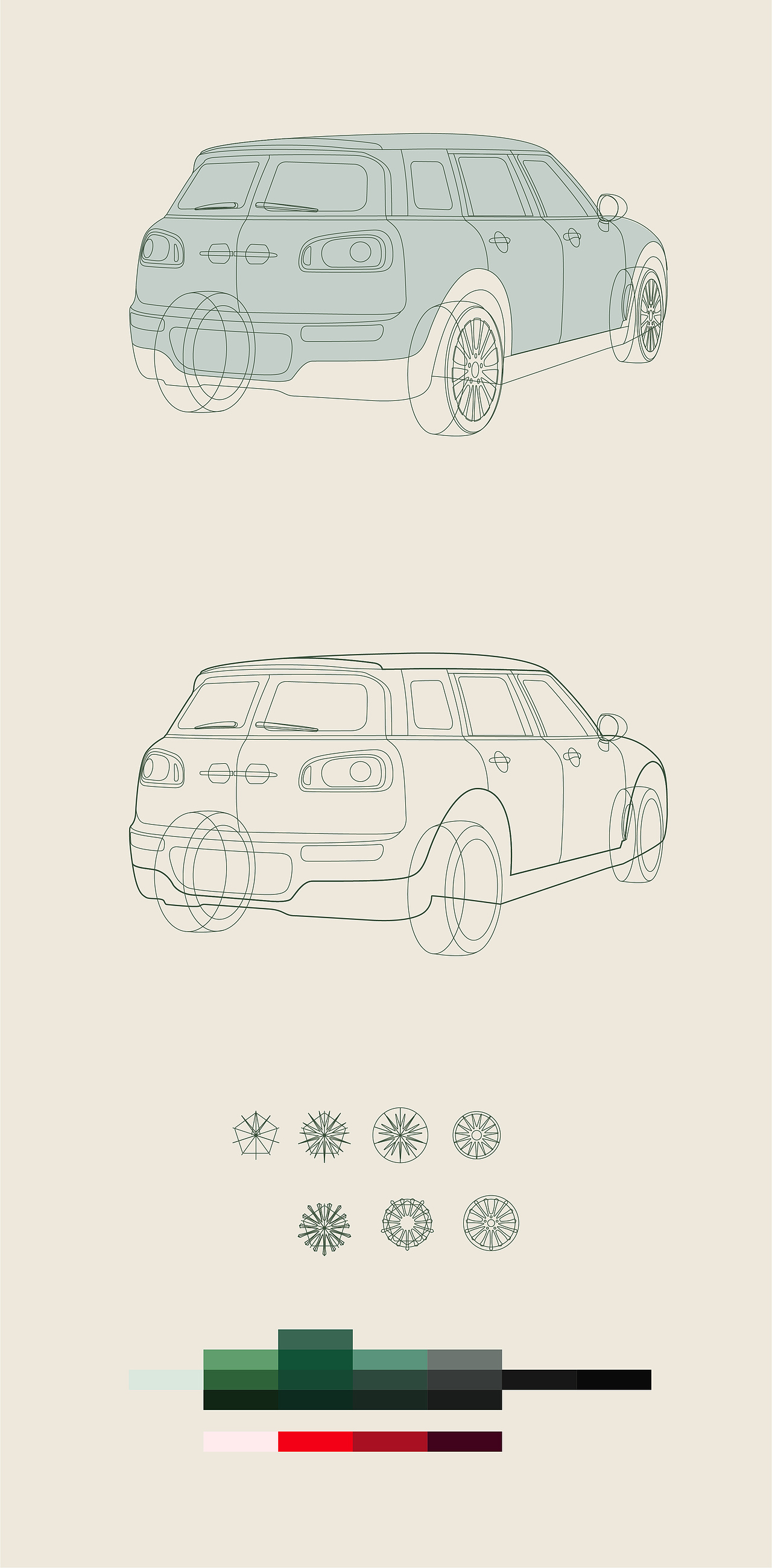 BMW MINI PinkPig&BritishGreen | Illustration