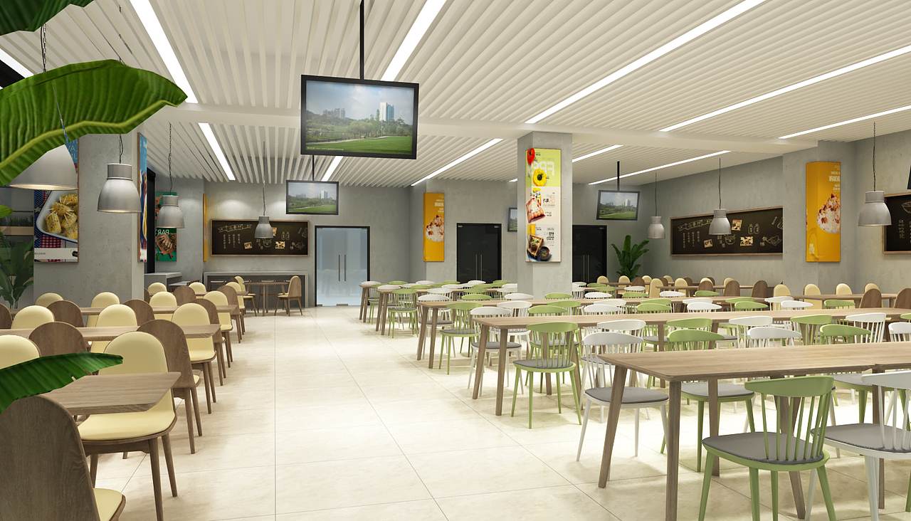 工装空间食堂休闲区大厅