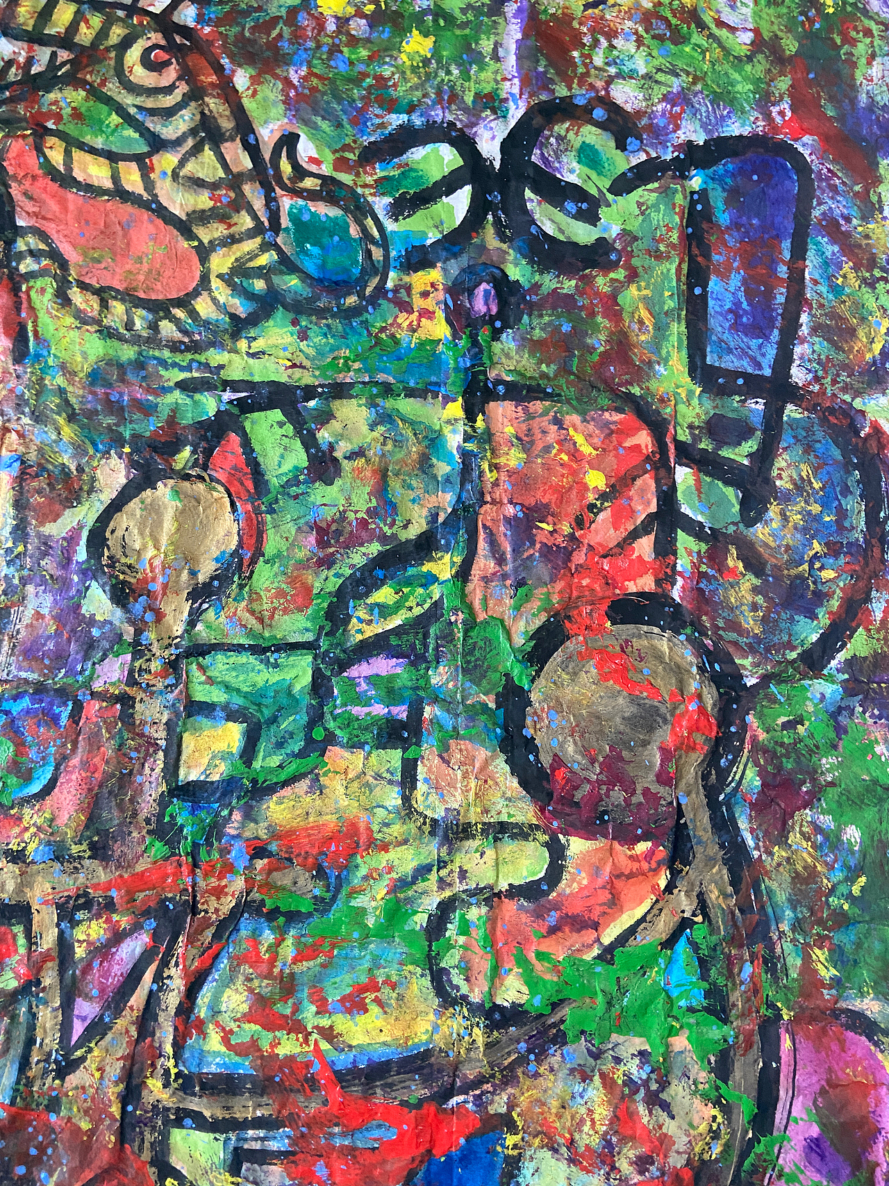 刘勇良抽象彩墨作品“失落的文明”及局部