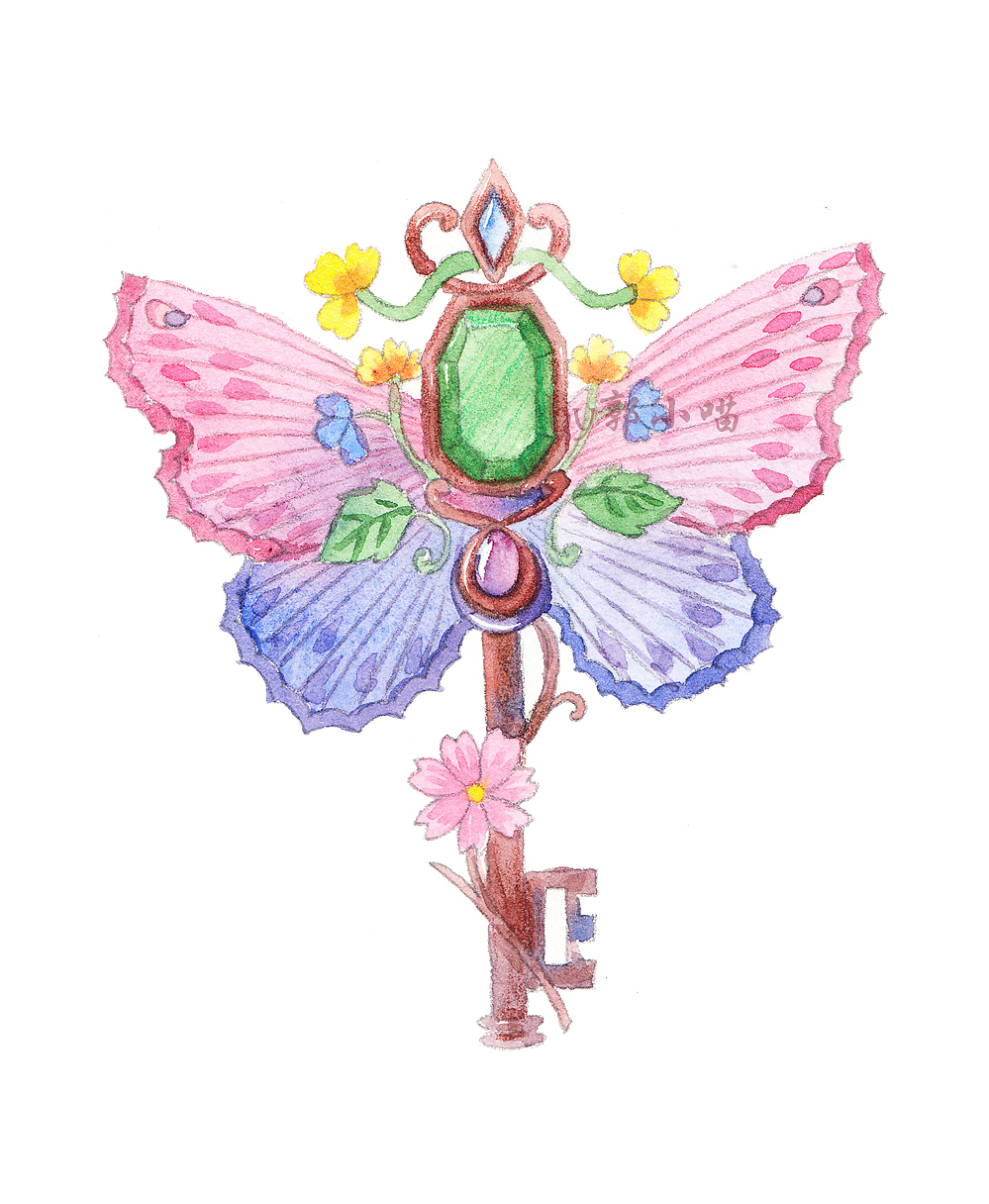 手绘水彩魔法钥匙