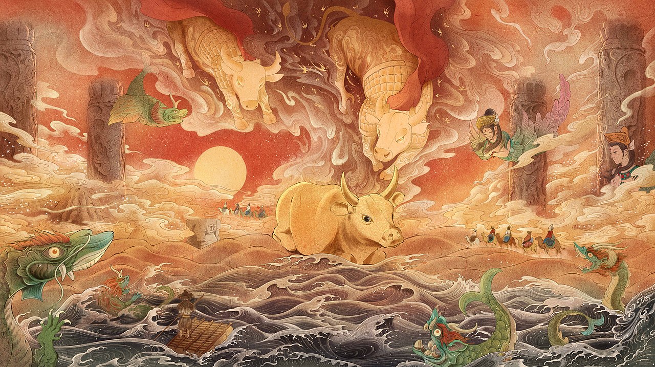 宁夏博物馆-鎏金铜牛|插画|商业插画|葡萄树夏_原创作品-站酷zcool