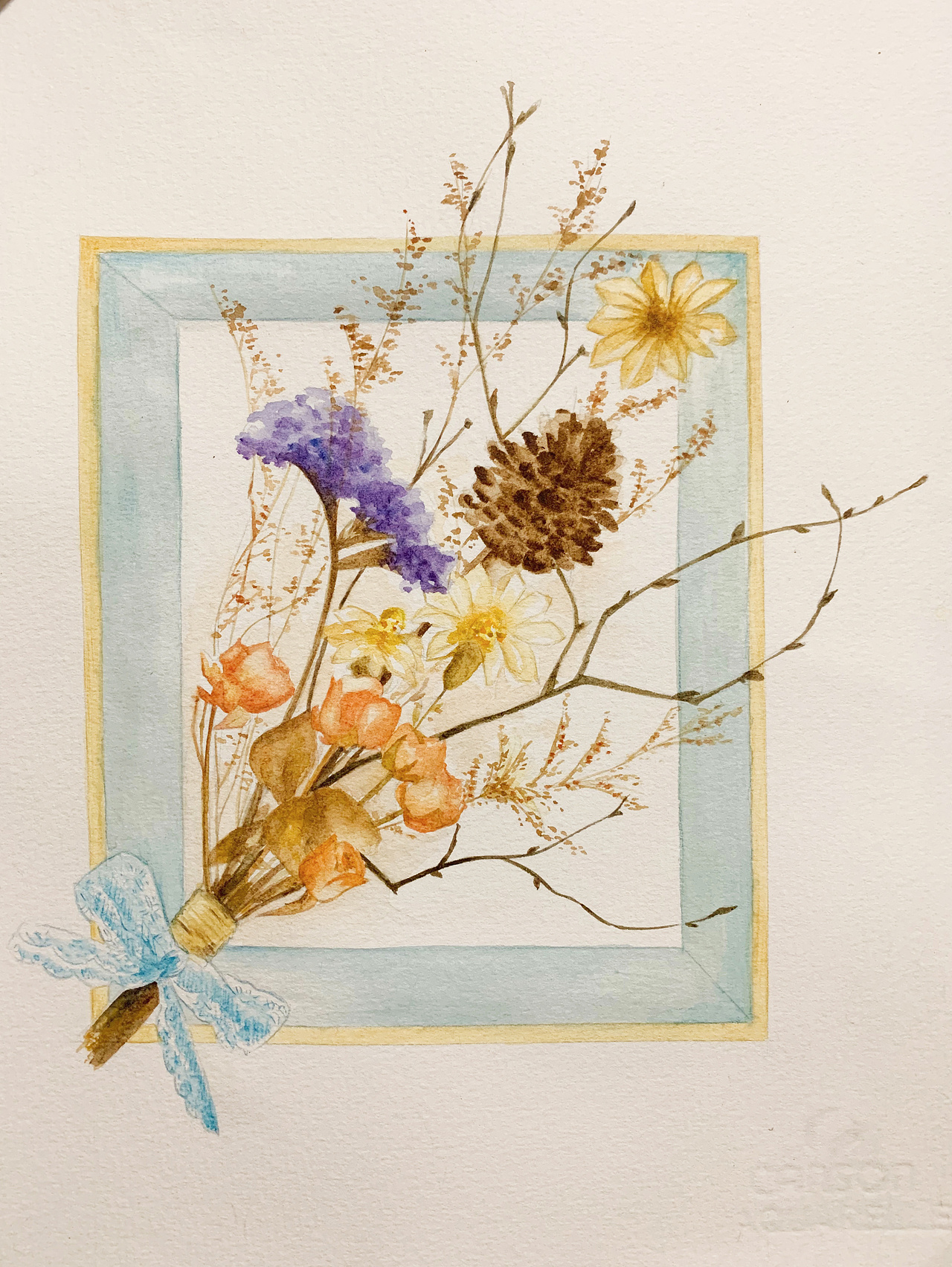 干花水彩